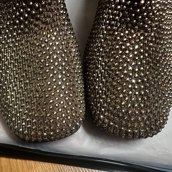 NWOT - Rhinestone Decor Chunky Heel Short Boots in Brown/Gold (Size 7) - Picture 14 of 14
